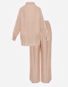 defox Set din viscoză bej cu croială lejeră cu cămașă și pantaloni Sesorilia