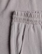 defox Set Gri deschis Bluză și Pantaloni Largi din Viscoză și Buzunare Efraria