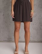 defox Set Gri închis cu Vâscoză Tricou cu Nasturi Decorativi și Pantaloni scurți Niterela