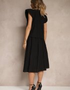 defox Set Negru din bumbac decorat cu broderie Cămașă cu mânecă scurtă și Fustă Efrurina