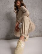 defox Set Trening Bej Pantaloni și Bluză cu Glugă și Buzunar Tip Cangur Lotilea