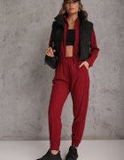 defox Set Trening Bordou cu Dungi Jachetă cu fermoar și guler și Pantaloni