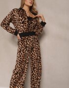 defox Set Trening Maro cu Imprimeu Leopard Bluză și Pantaloni cu Croială Largă Sonariela