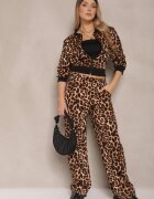 defox Set Trening Maro cu Imprimeu Leopard Bluză și Pantaloni cu Croială Largă Sonariela