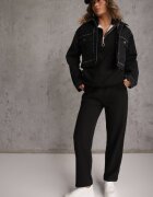 defox Set trening negru din polar Bluză cu fermoar scurt și Pantaloni jogger Hypamena