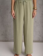 defox Set Verde Bluză și Pantaloni Largi cu Viscoză și Buzunare Efraria