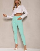 defox Skinny Jeansy de mentă cu bumbac High Waist Lorie