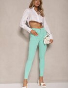 defox Skinny Jeansy de mentă cu bumbac High Waist Lorie