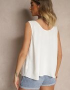 defox Top Alb cu Bumbac Decorat cu Nasturi Ulosiella