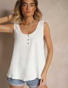 defox Top Alb cu Bumbac Decorat cu Nasturi Ulosiella