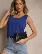 defox Top Albastru cu bumbac decorat cu nasturi Ulosiella