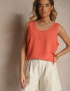 defox Top Portocaliu cu bumbac decorat cu nasturi Ulosiella