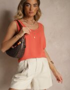 defox Top Portocaliu cu bumbac decorat cu nasturi Ulosiella