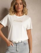 defox Tricou alb din bumbac cu imprimeu Nalothra