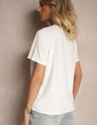 defox Tricou alb din bumbac cu imprimeu Nalothra