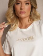 defox Tricou alb din bumbac cu imprimeu Nalothra