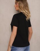 defox Tricou Negru din Bumbac cu Imprimeu Nalothra