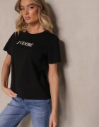 defox Tricou Negru din Bumbac cu Imprimeu Nalothra