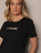 defox Tricou Negru din Bumbac cu Imprimeu Nalothra