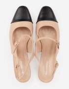 diamantique Sandale bej cu toc gros slingback decorate cu baretă Divolia