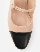 diamantique Sandale bej cu toc gros slingback decorate cu baretă Divolia