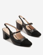 diamantique Sandale Negre cu toc Slingback decorate cu o curea Divolia