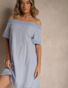 Eight2Nine Rochie Albastru deschis cu Croială Spaniolă din Bumbac cu Decorațiuni Ajurate Filviana