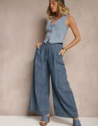 elsa.m by may Blugi Bleumarin Larghi din Bumbac Talie Înaltă Cohna