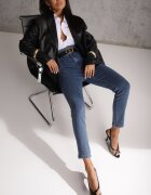 elsa.m by may Blugi Mom Fit bleumarin cu curea Astera