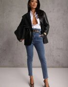 elsa.m by may Blugi Mom Fit bleumarin cu curea Astera