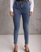 elsa.m by may Blugi Mom Fit bleumarin cu curea Astera
