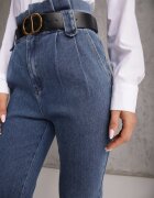 elsa.m by may Blugi Mom Fit bleumarin cu curea Astera