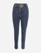 elsa.m by may Blugi Mom Fit bleumarin cu curea Astera
