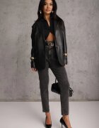 elsa.m by may Blugi Negri Mom Fit cu curea Astera