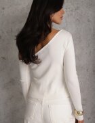 elsa.m by may Bluză Albă cu croială asimetrică decorată cu aplicație mare floare de Hiacint