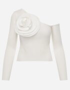 elsa.m by may Bluză Albă cu croială asimetrică decorată cu aplicație mare floare de Hiacint