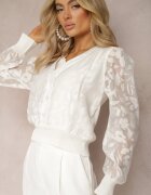 elsa.m by may Bluză Albă cu Mâneci Decorative Transparente și Nasturi Fletcher