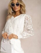 elsa.m by may Bluză Albă cu Mâneci Decorative Transparente și Nasturi Fletcher