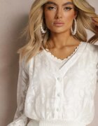 elsa.m by may Bluză Albă cu Mâneci Decorative Transparente și Nasturi Fletcher