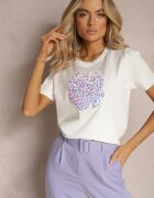 elsa.m by may Bluză Albă cu Vâscoză Decorată cu Paiete și Cristale Chaina