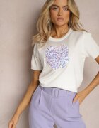 elsa.m by may Bluză Albă cu Vâscoză Decorată cu Paiete și Cristale Chaina