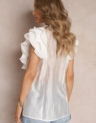 elsa.m by may Bluză Albă cu volane din țesătură plisată și cu mâneci scurte Janta