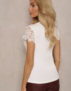 elsa.m by may Bluză Albă de bumbac cu mâneci din dantelă Ellionna