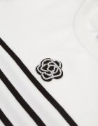 elsa.m by may Bluză albă din vâscoză cu dungi cu mânecă scurtă și cu floare decorativă Kouri