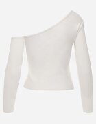 elsa.m by may Bluză Albă din Viscoză cu croi Asimetric cu Aplicație 3D cu floare Cheleta