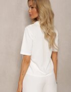 elsa.m by may Bluză Albă din Viscoză Decorată cu Paiete cu Imprimeu Ursuleț Tivenna
