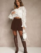 elsa.m by may Bluză Albă Legată Decorată cu Volane cu Top Suplimentar pe Bretele Miradiara