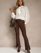 elsa.m by may Bluză Albă Texturată cu croială tip cămașă cu legătură decorativă Sepalea
