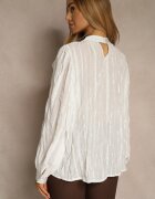 elsa.m by may Bluză Albă Texturată cu croială tip cămașă cu legătură decorativă Sepalea