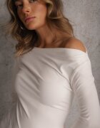 elsa.m by may Bluză Albă Vâscoză cu Mânecă Lungă cu Decolteu Barcă Zaide